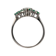 Load image into Gallery viewer, 18ct White Gold Diamond &amp; Emerald Coloured Cluster Dress Ring
