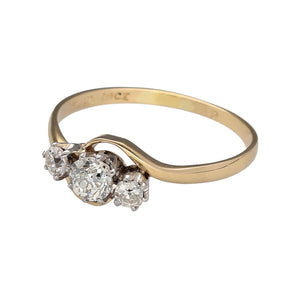 18ct Gold & Platinum Diamond Art Deco Ring (L)