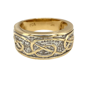 9ct Gold & Diamond Set Celtic Band Ring