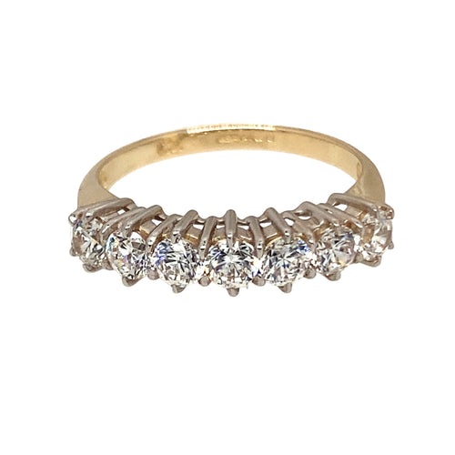 9ct Gold & Cubic Zirconia Seven Stone Band Ring