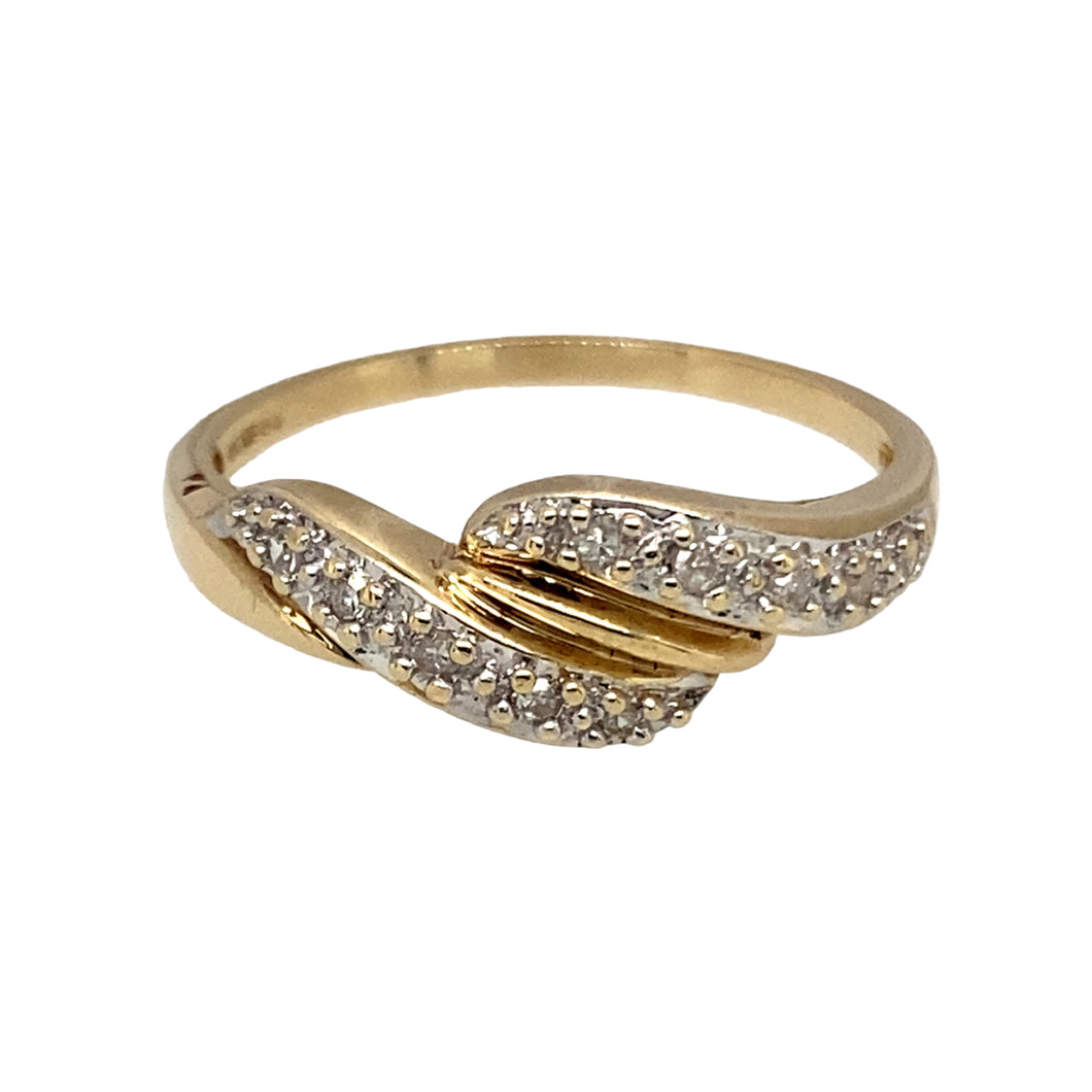 14ct Gold & Diamond Set Wavey Band Ring