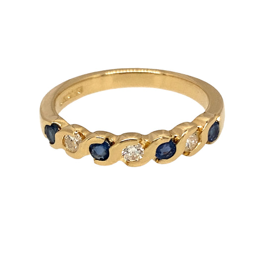 18ct Gold Diamond & Sapphire Set Band Ring
