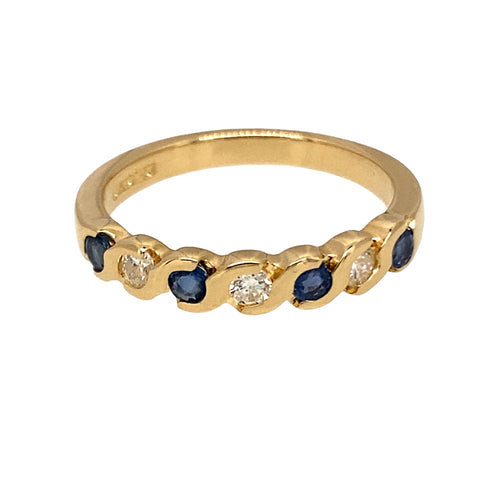 18ct Gold Diamond & Sapphire Set Band Ring