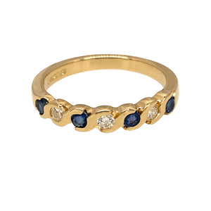 18ct Gold Diamond & Sapphire Set Band Ring