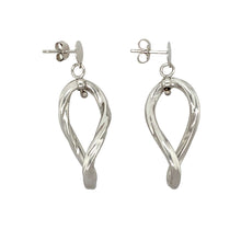 Load image into Gallery viewer, 9ct White Gold Oval Swirl Drop Earrings
