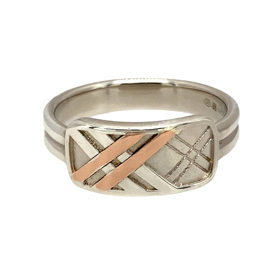 925 Silver Clogau Tartan Patterned Signet Ring