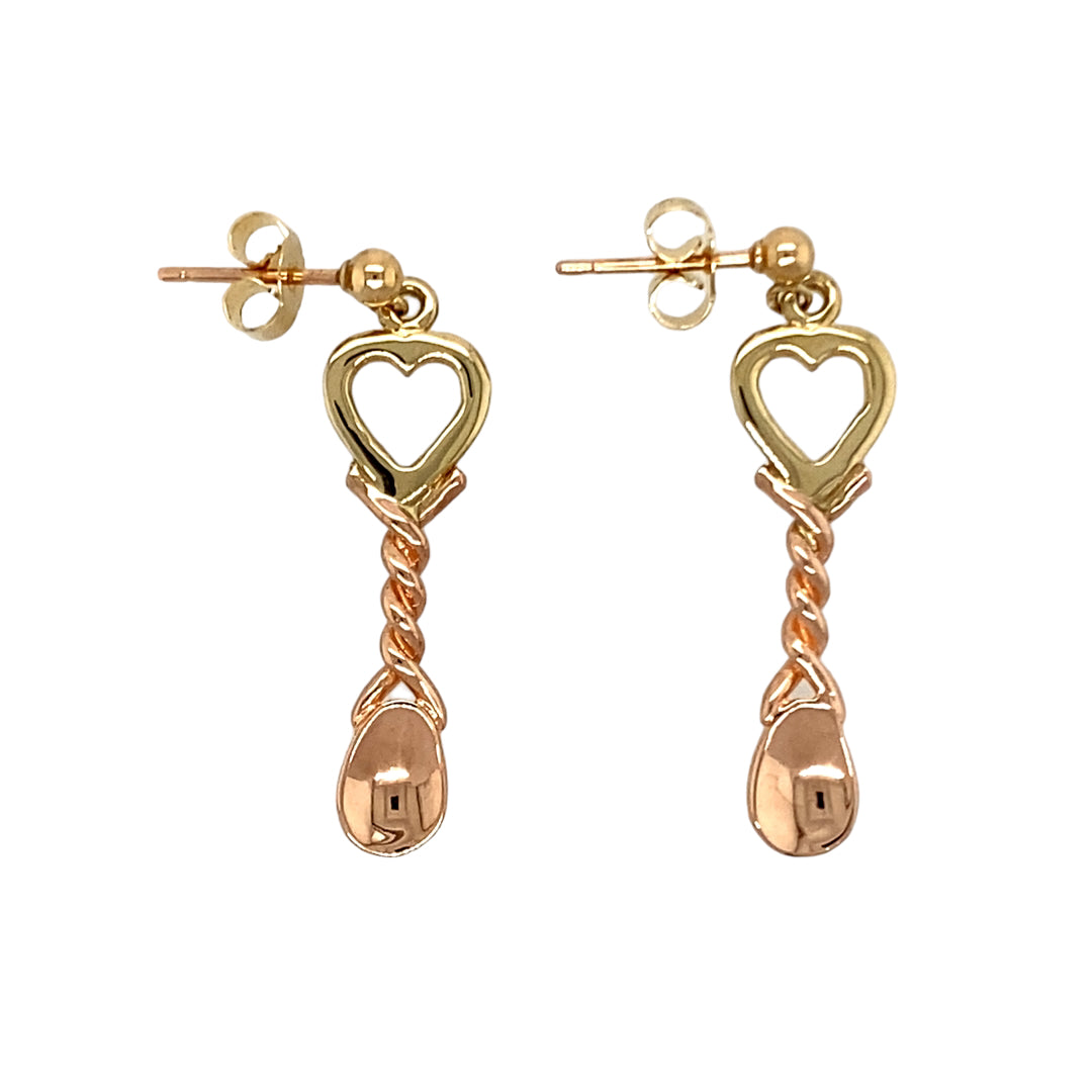 9ct Gold Clogau Lovespoon Drop Stud Earrings