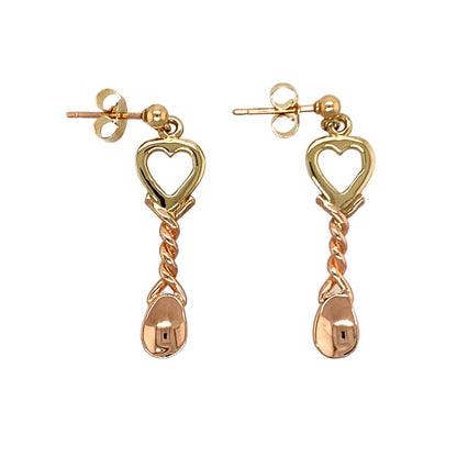 9ct Gold Clogau Lovespoon Drop Stud Earrings