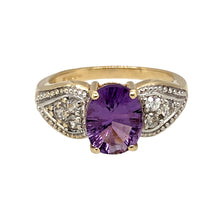 Load image into Gallery viewer, 9ct Gold Amethyst &amp; Cubic Zirconia Set Dress Ring
