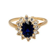 Load image into Gallery viewer, 9ct Gold Blue Stone &amp; Cubic Zirconia Set Cluster Ring
