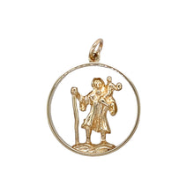 Load image into Gallery viewer, 9ct Gold Open Work St Christopher Pendant
