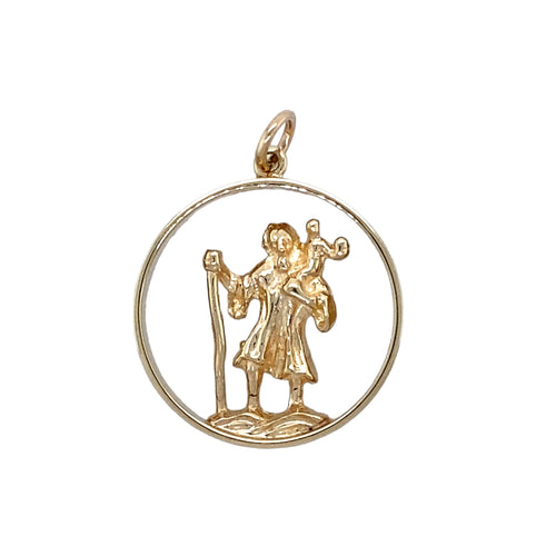 9ct Gold Open Work St Christopher Pendant