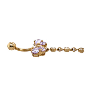 9ct Gold & Cubic Zirconia Set Butterfly Drop Belly Bar