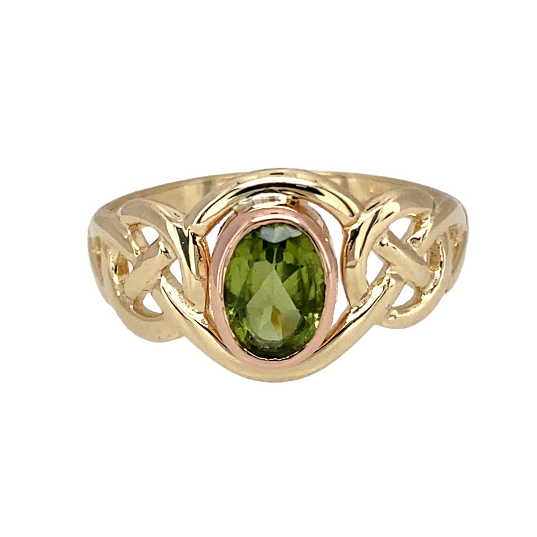 9ct Gold & Peridot Set Clogau Celtic Ring