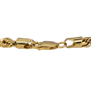 New 9ct Yellow Gold 7.5" Semi Solid Rope Bracelet with the weight 5.10 grams and link width 5mm