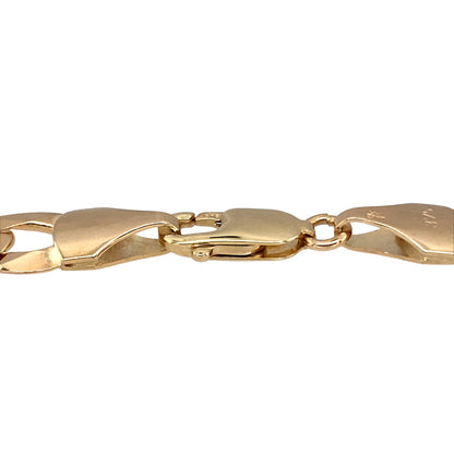 New 9ct Yellow Gold & Cubic Zirconia Set 8.5" Curb Bracelet with the weight 11.04 and link width 7mm