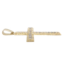 Load image into Gallery viewer, 9ct Gold &amp; Cubic Zirconia Set Large Cross Pendant

