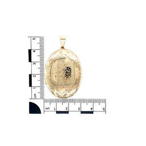 9ct Gold Patterned Large Oval Locket