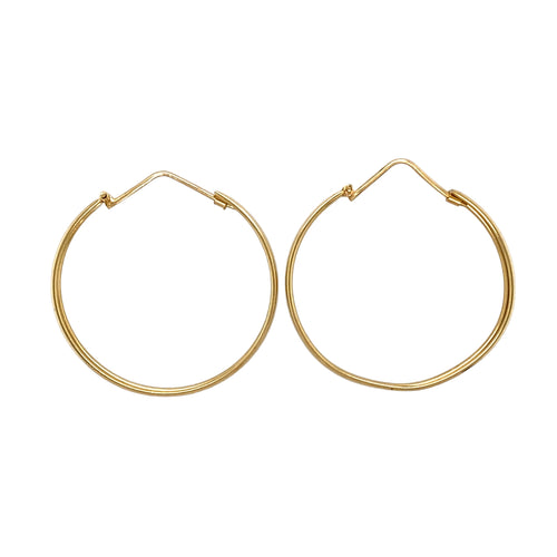 18ct Gold Flat Hoop Creole Earrings