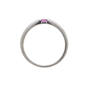 9ct White Gold & Pink Stone Set Band Ring