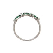 Load image into Gallery viewer, 9ct White Gold Diamond &amp; Emerald Set Band Ring
