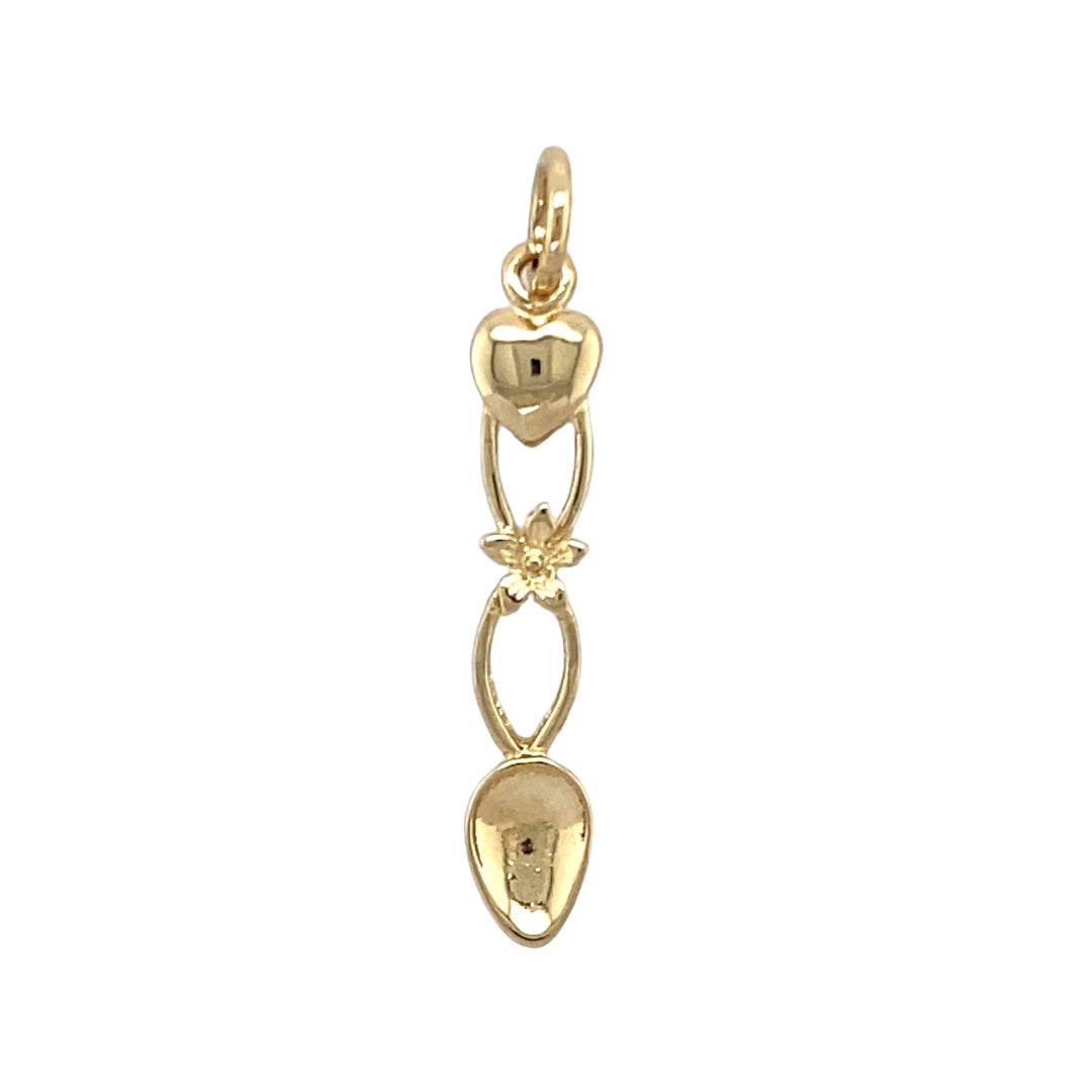 9ct Gold Heart Flower Lovespoon Pendant