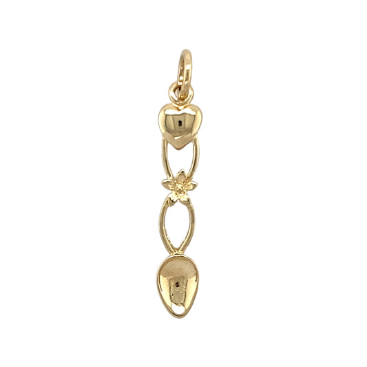 9ct Gold Heart Flower Lovespoon Pendant