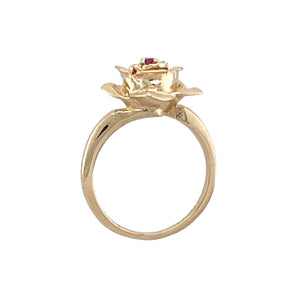 9ct Gold & Ruby Set Rose Ring