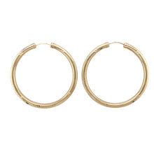Load image into Gallery viewer, 9ct Gold Patterned Hollow Tube Hoop Creole Earrings
