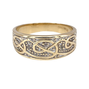 9ct Gold & Diamond Set Celtic Knot Band Ring