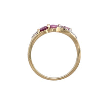 Load image into Gallery viewer, 9ct Gold Diamond &amp; Pink Sapphire Set Trilogy Ring
