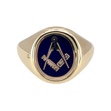 Load image into Gallery viewer, 9ct Gold Blue Masonic Swivel Oval Signet Ring
