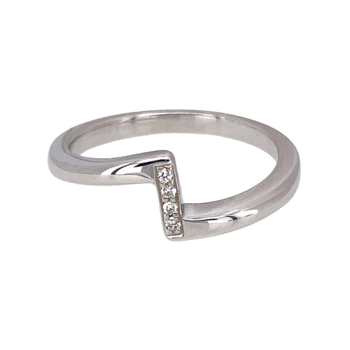 9ct White Gold & Diamond Set Modern Band Ring