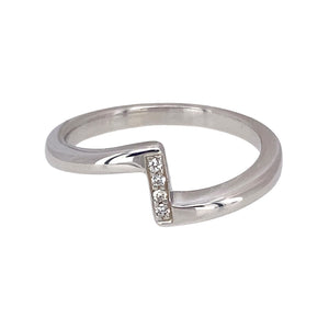 9ct White Gold & Diamond Set Modern Band Ring