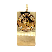 Load image into Gallery viewer, Preowned 9ct Yellow Gold Tag Mount Pendant with 22ct Gold Full Sovereign with the weight 20.40 grams. The full sovereign coin is from 1974
