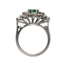 Load image into Gallery viewer, 18ct White Gold Diamond &amp; Emerald Set Cluster Ring
