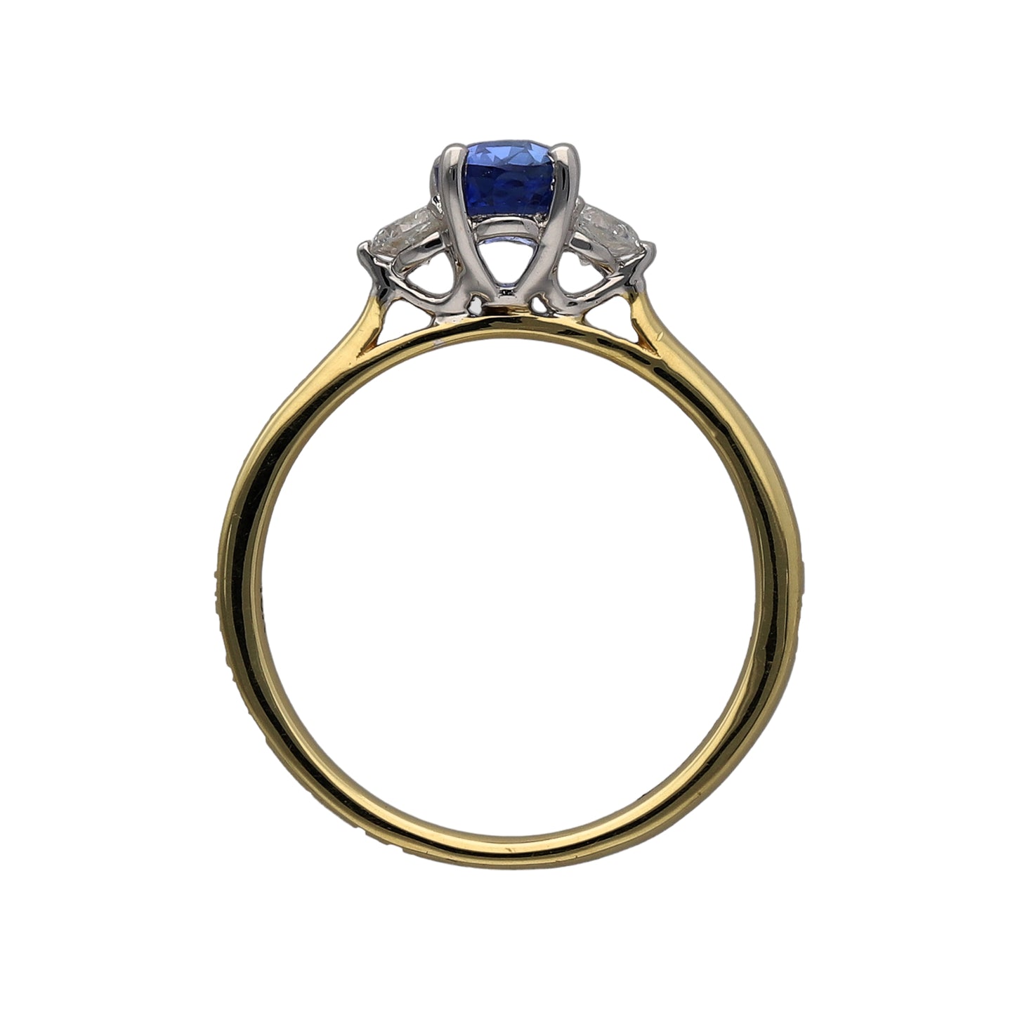 New 18ct Gold Diamond & Sapphire Trilogy Ring