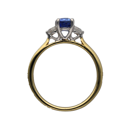 New 18ct Gold Diamond & Sapphire Trilogy Ring