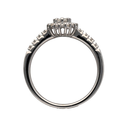 18ct White Gold & Diamond Flower Cluster Ring
