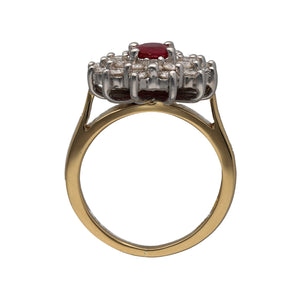 18ct Gold Diamond & Ruby Set Cluster Ring