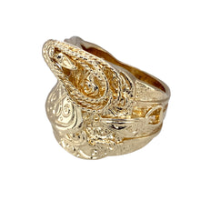 Load image into Gallery viewer, Preowned 9ct Yellow Solid Saddle Ring in size U with the weight 26 grams. The front of the ring is 26mm high
