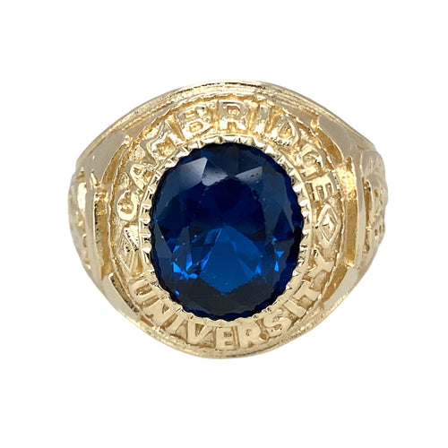 9ct Gold & Blue Stone Set Cambridge College/University Ring