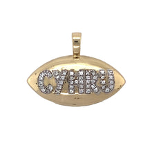 Load image into Gallery viewer, 9ct Gold &amp; Cubic Zirconia Set Cymru Rugby Ball Pendant
