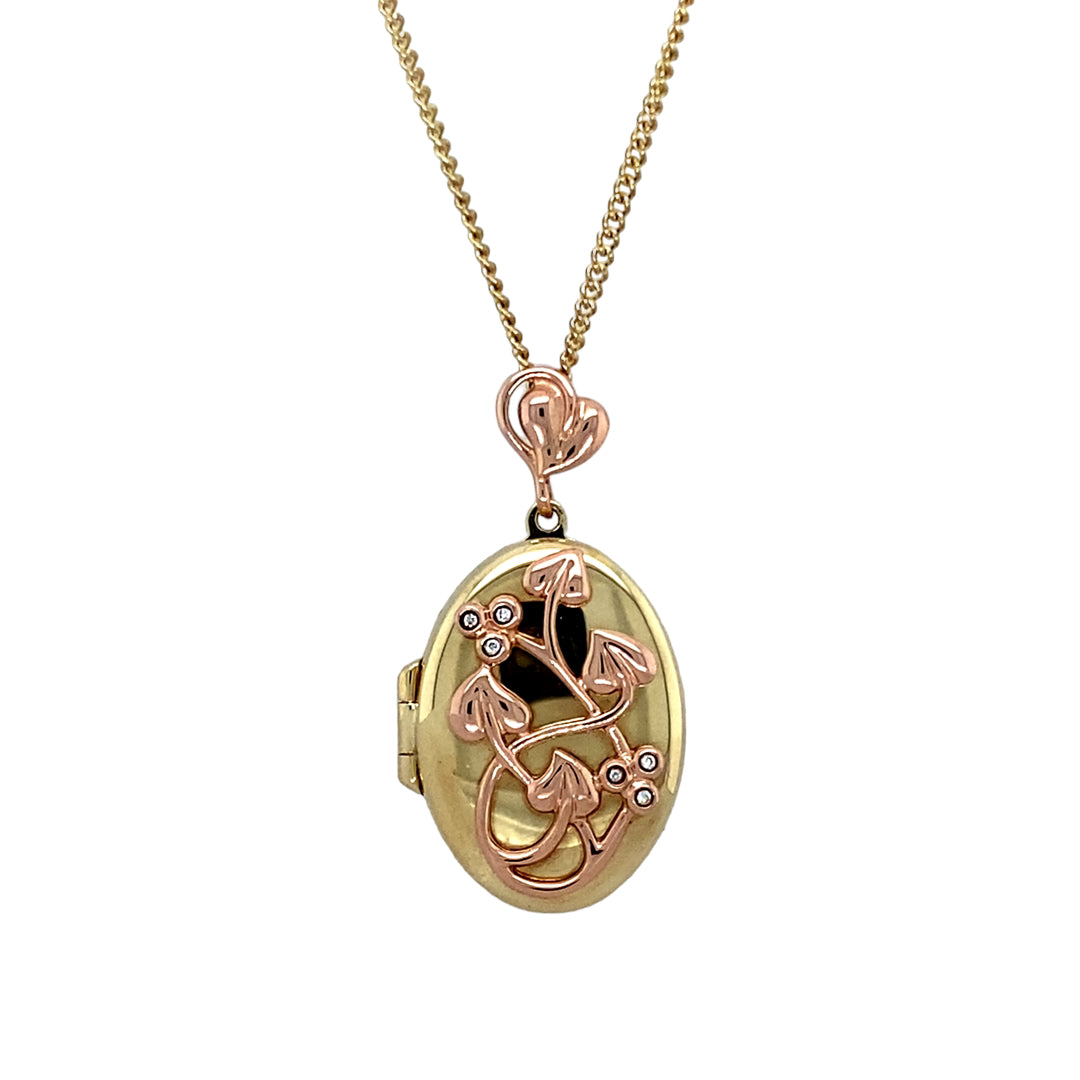 9ct Gold & Diamond Set Clogau Oval Tree of Life Locket 18" Necklace