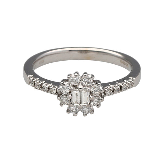 18ct White Gold & Diamond Flower Cluster Ring