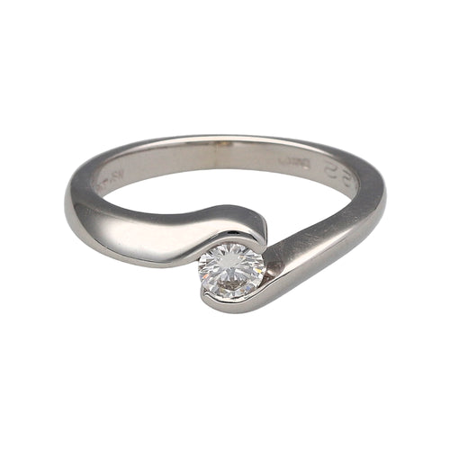 9ct White Gold & Diamond Twist Solitaire Ring