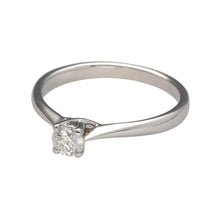 Load image into Gallery viewer, Preowned 18ct White Gold &amp; Diamond Set Solitaire Ring in size O with the weight 2.70 grams. The brilliant cut diamond is approximately 25pt with approximate clarity Si and colour K - M
