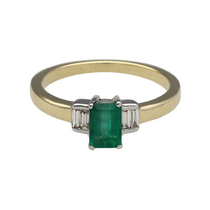 9ct Gold Diamond & Emerald Set Ring