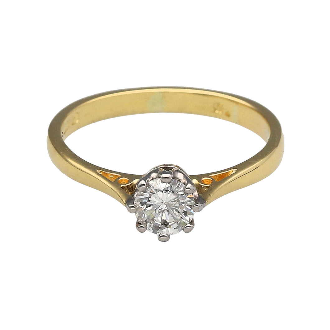 18ct Gold & Diamond Set Solitaire Ring