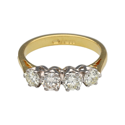 18ct Gold & Diamond Four Stone Set Band Ring